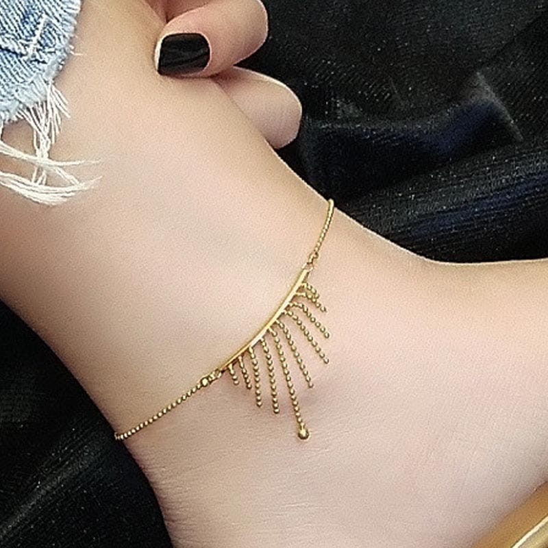 ボヘミアンチャームゴールドボールチェーンステンレスアンクレット 1個販売 金メッキ 金色 レディース メンズ 足 足首 ペア ブレスレット 揺れる チェーン 高級 人気 sta00-00004xx