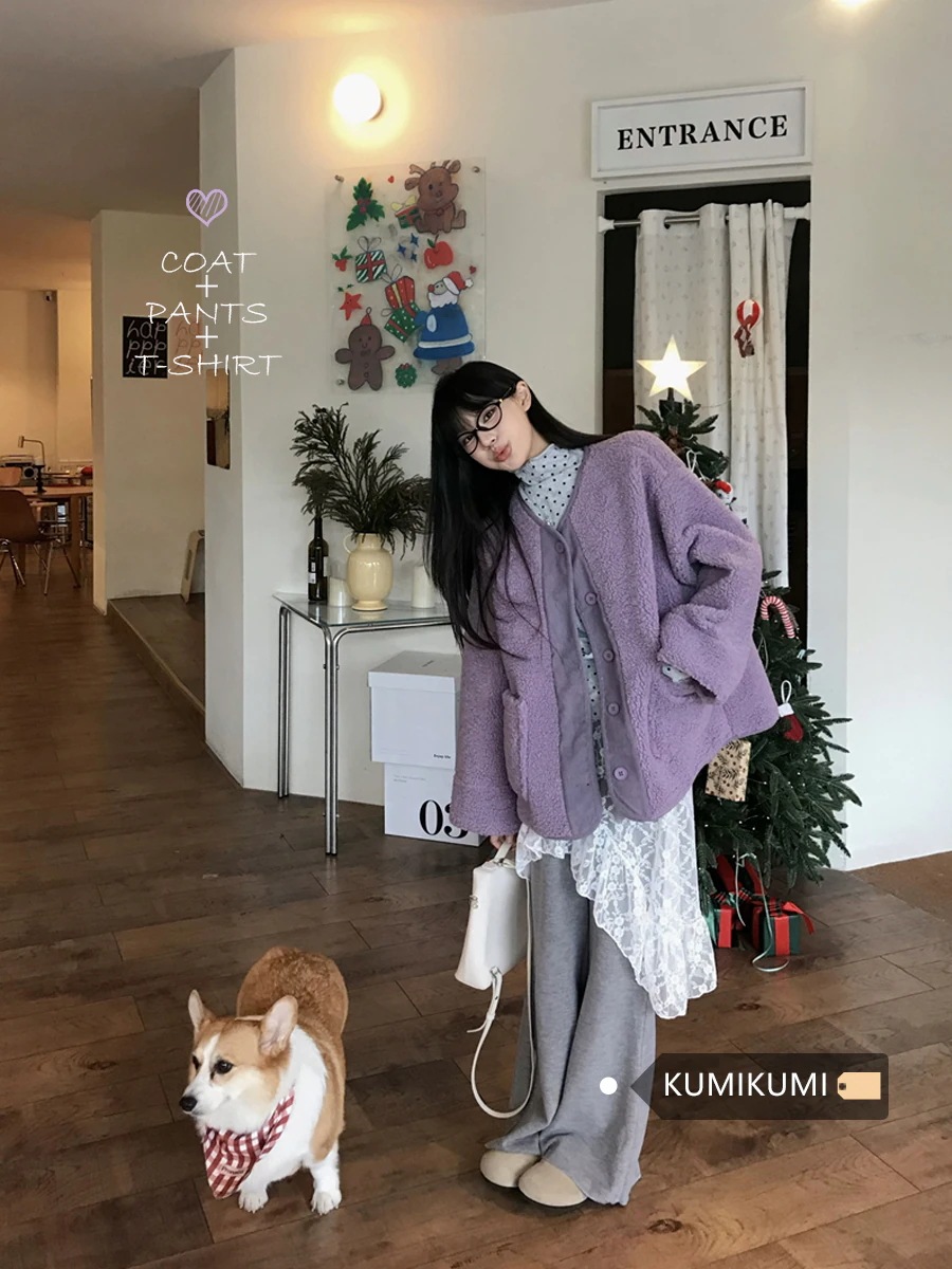 【急速出荷!】秋冬防寒 あったかアウター 韓国風コートスタイルアップ かわいい ブルゾンファー付きファッション系裹起毛大人ゆったりカジュアルストリートサイズレディースムートン襟ゆるダボ シルエット学生