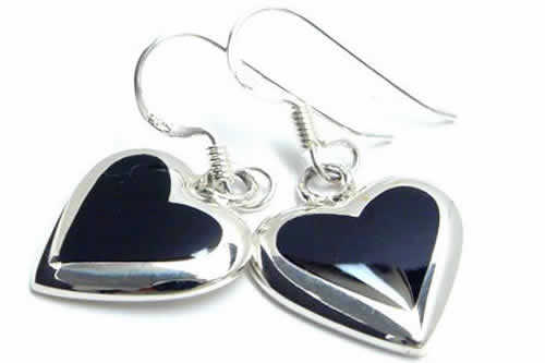 ハートピアス（オニキス） 天然石 1ペア 両耳 シルバー925 フックピアス 揺れる チャーム 黒色 ブラック 高級 レディース 女性 プレゼント 彼女 母の日 本物 銀 pd202xxxxxxxx