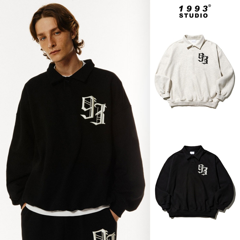[1993studio] 93 Logo rugby sweatshirt