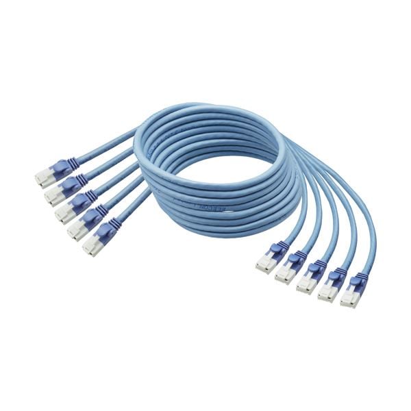 （まとめ）TANOSEE爪折れ防止LANケーブル（CAT5e） ブルー 10m 1パック（5本）3セット