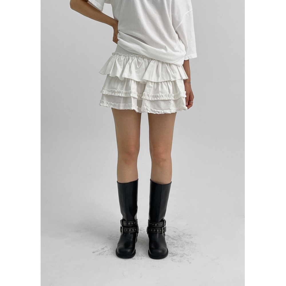 ブラックアップコンプトンバンディングカンカンレースミニスカートパンツ