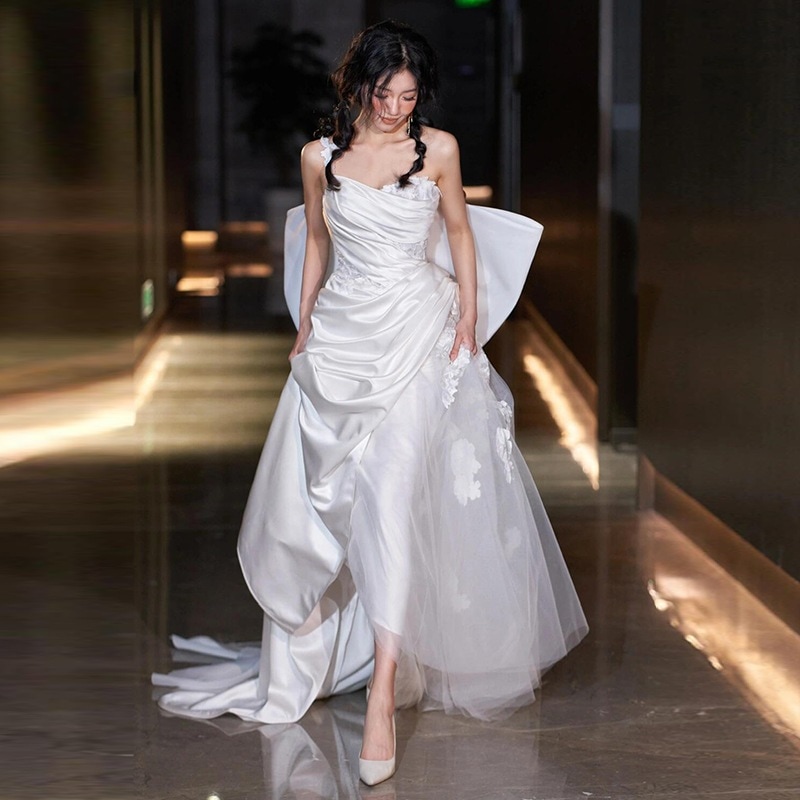 【L.O.V.E】 ウェディングドレス 白 結婚式 花嫁 サイズオーダーメイド可能 成人式 お呼ばれ ウェディング 演奏会 二次会 パーティードレス 前撮り ワンピース ロングドレス メガ割 36