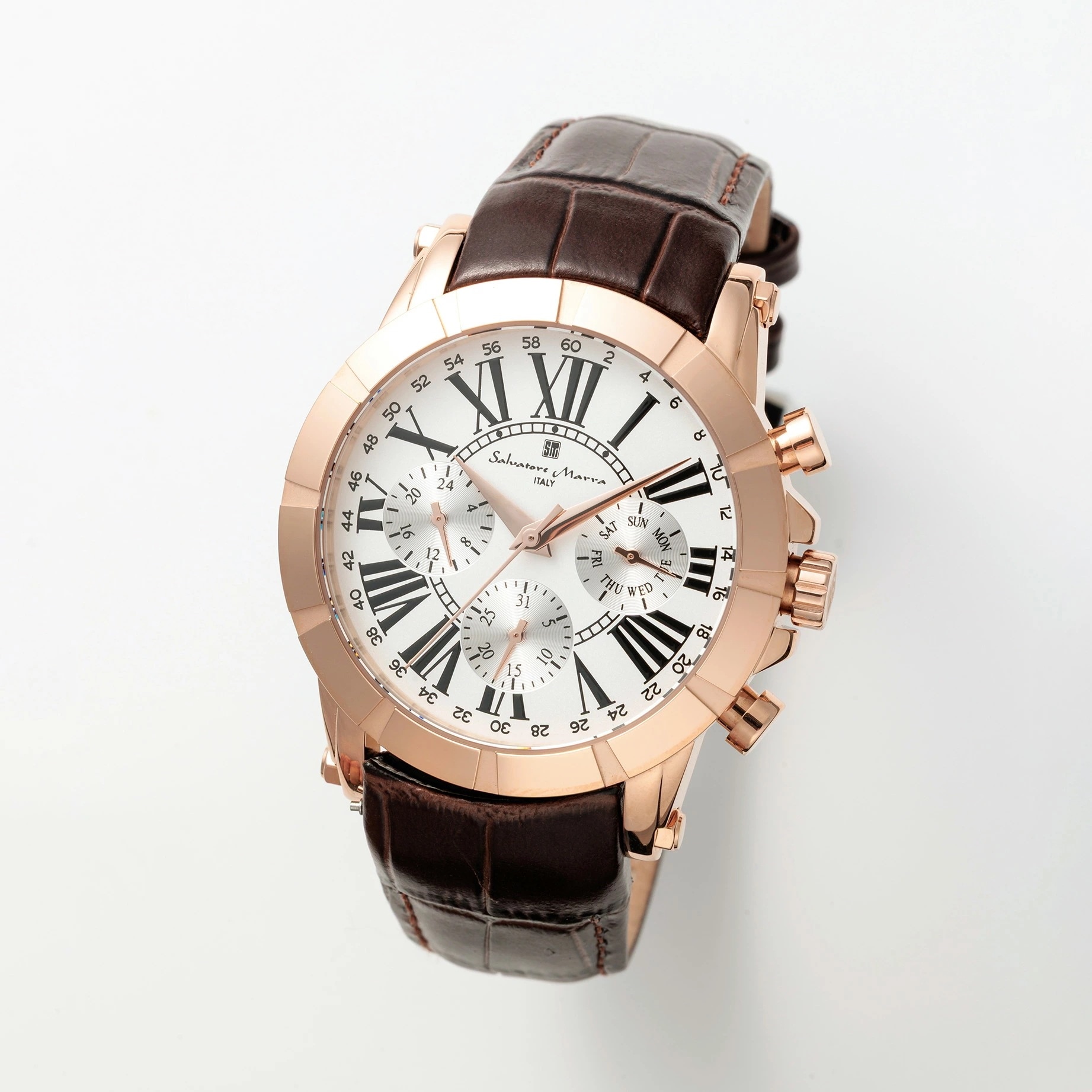 サルバトーレマーラ 腕時計 メンズ マルチファンクション Salvatore Marra SM25101-PGWH