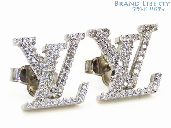 新品同様ルイヴィトンブックルドレイユLVアイコニックストラスピアスシルバーラインストーンメタルM00608