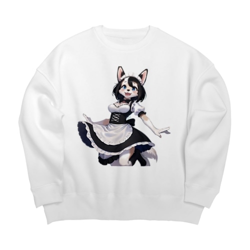 【文字入れ可能受注生産】ボーダーコリーの女の子　メイド　ケモナー ビッグシルエットスウェット