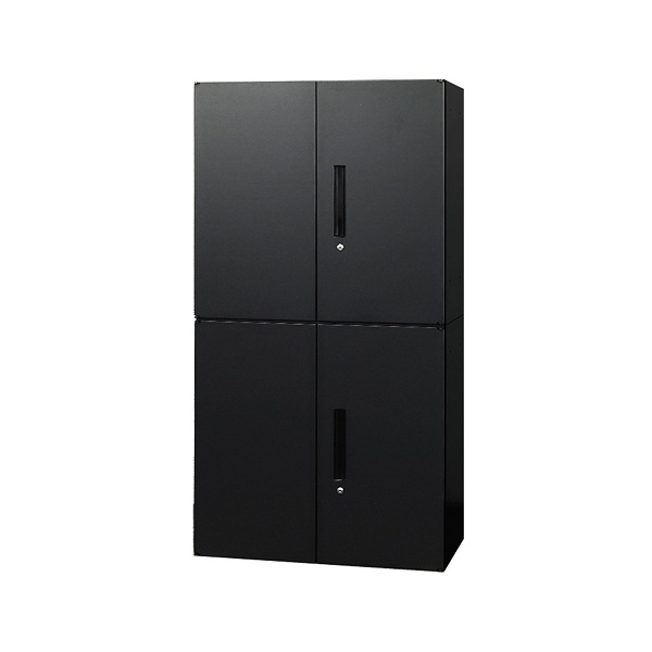 法人限定 Netforce EA-8040-2R2R-W-BK ブラック Easembly (イーセンブリー) 両開き書庫 2台セット 2段 スチール書庫 幅800×奥行400 メーカー直送