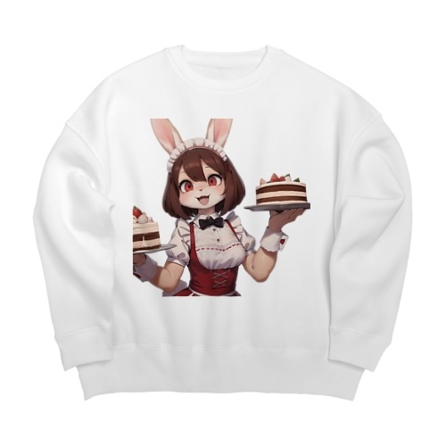 【文字入れ可能受注生産】ウサギの女の子　メイド　ケモナー　ダブルケーキ ビッグシルエットスウェット
