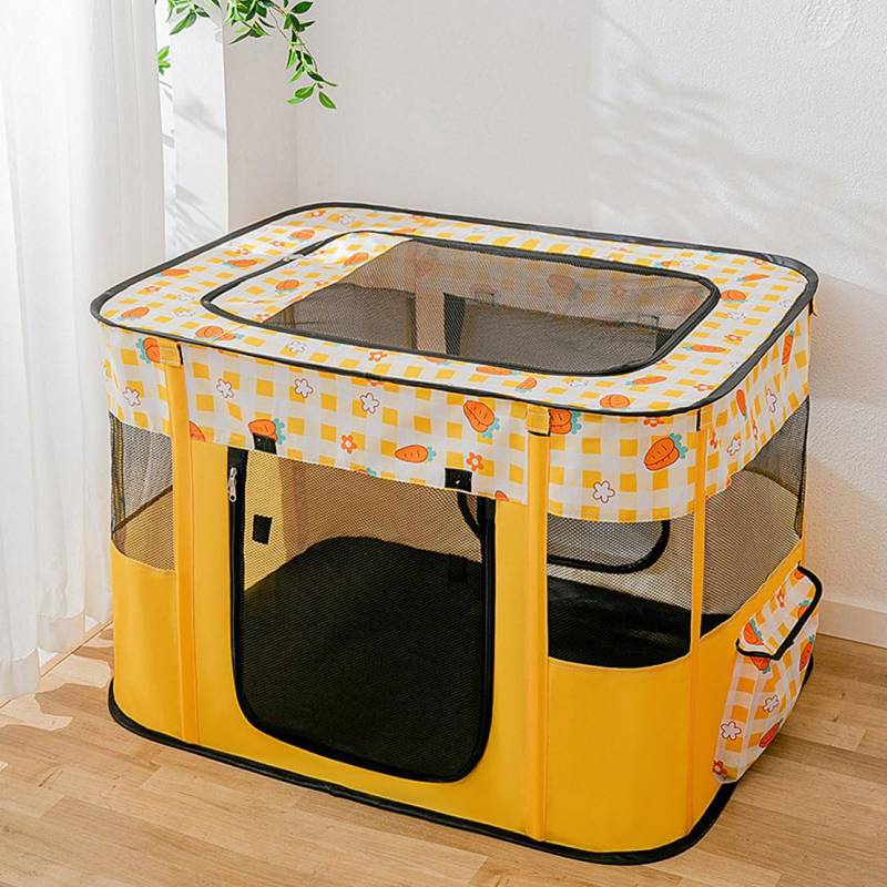 ペットサークル 折りたたみ メッシュ ペットサークル 小型犬 中型犬 長方形 室内 屋内 野外 メッシュ プレイ サークル イエロー 猫の分娩室 ペット ケージ ソフトケージ 軽量 犬 猫 ペット 6,702円