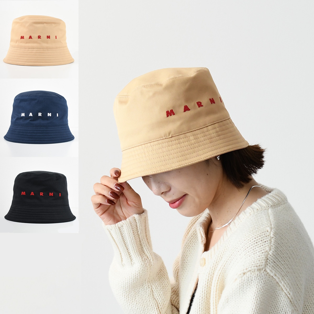 ハット 帽子 CLZC0110S0UTC311 オーガニックギャバジン製 バケットハット レディース ユニセックス ブラック ネイビー ベージュ ペア お揃い