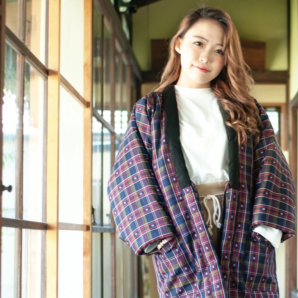 レディース 日本製 半纏 綿入れ半纏 綿入り 久留米 標準 フリーサイズ 半天 袢纏