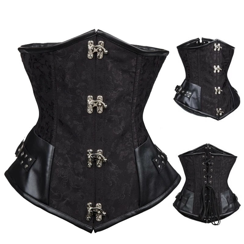 ブラックレザーエンブロイダリー コルセット S M L 黒色 ボディースーツ コスプレ 仮装 大人 女性 レディース コスチューム 衣装 ドレス ボンデージ クリスマス nt019xxxxxxxx