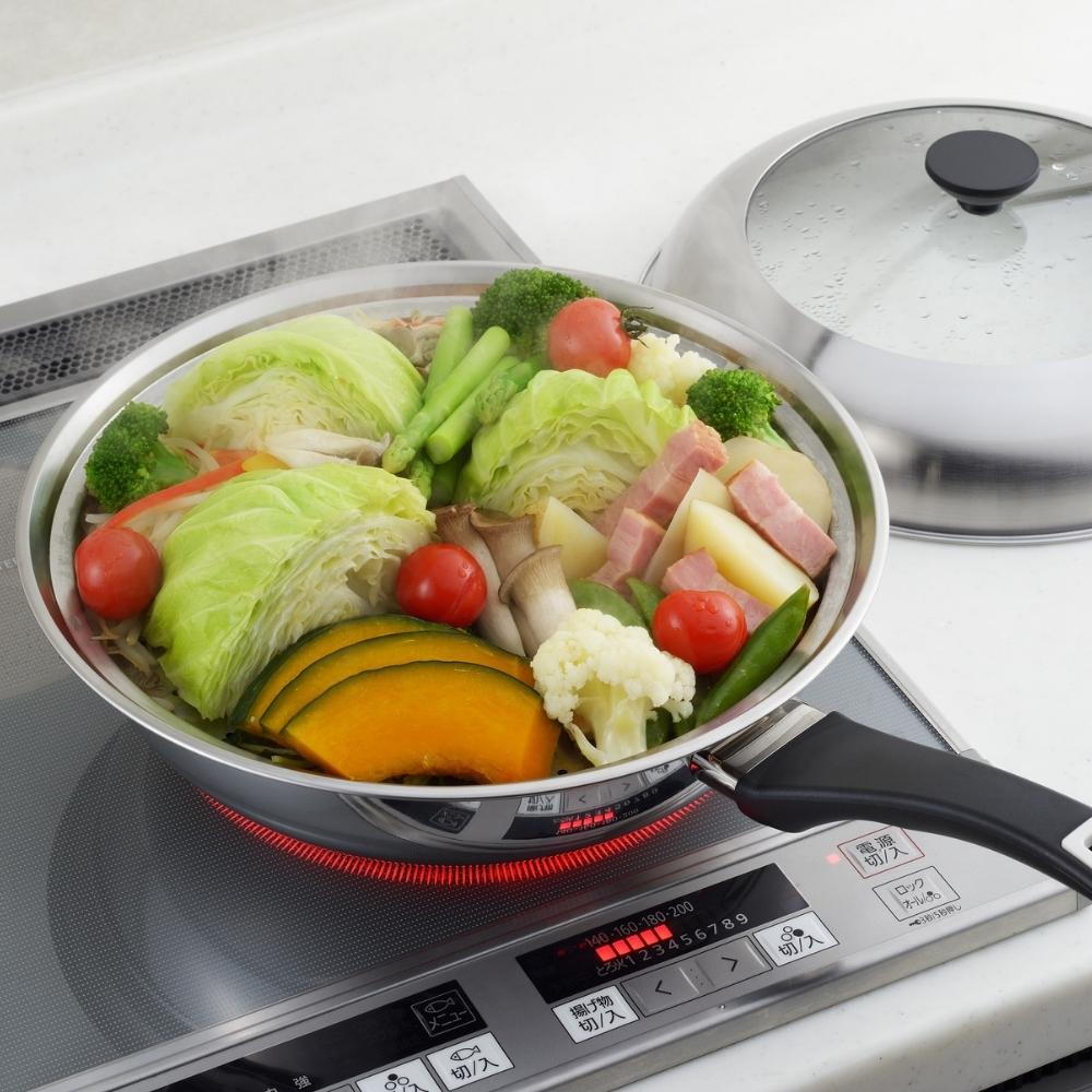 ヨシカワ 見える！ フライパン用蒸し器 28cm 30cm YJ3278 日本製 蒸し器 フライパン フライパンにのせる ス