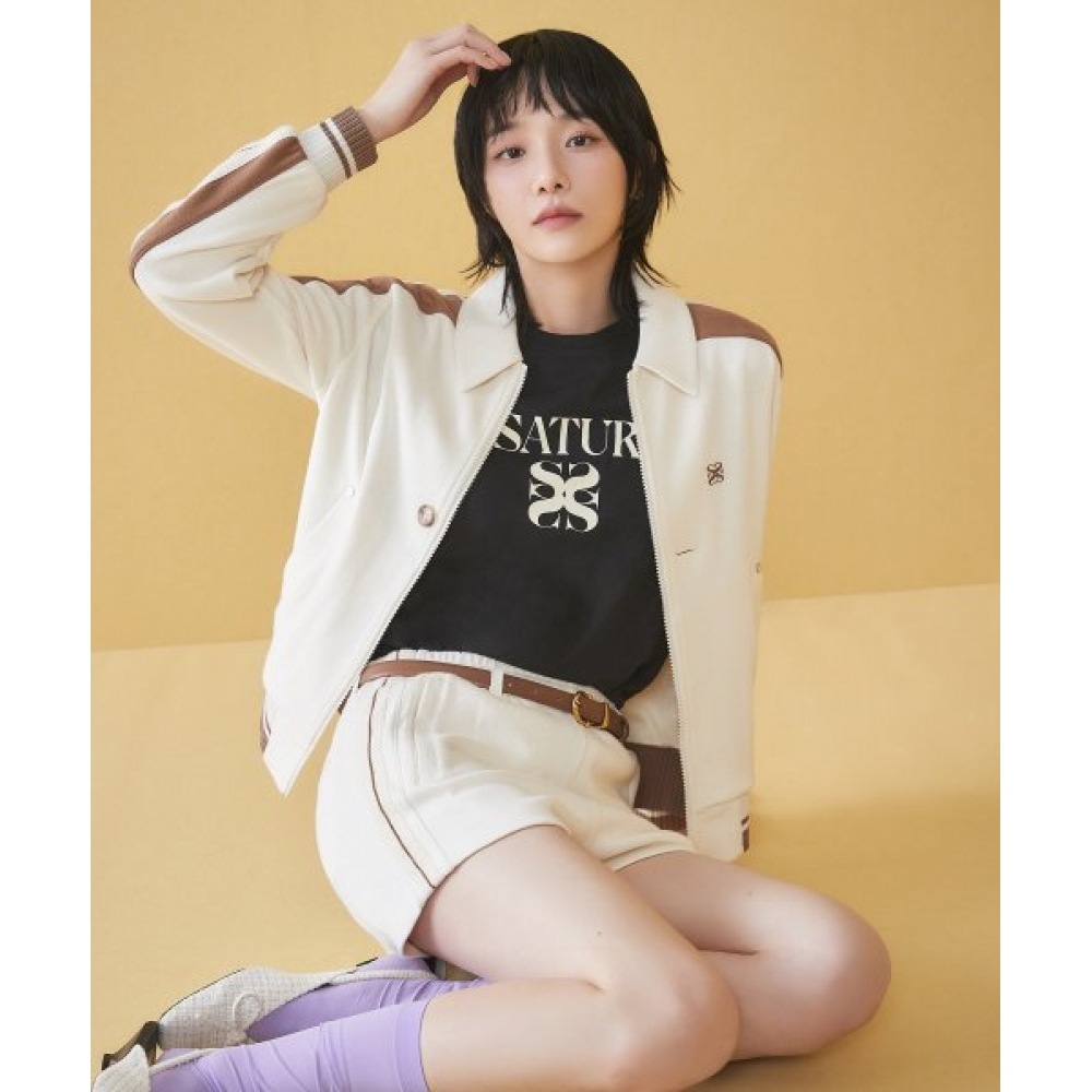 SATUR ロートンカラートラックジップアップジャケットリゾートクリーム