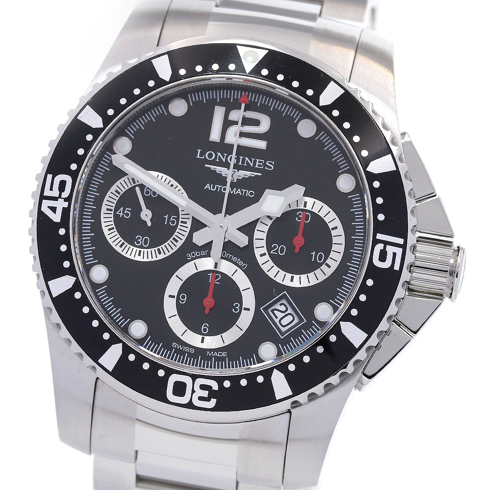 ロンジン LONGINES L3.744.4 ハイドロコンクエスト クロノグラフ 自動巻き メンズ 保証書付き_844596【中古】