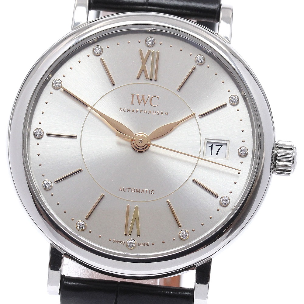 IWC IWC SCHAFFHAUSEN IW458101 ポートフィノ 12Pダイヤ デイト 自動巻き メンズ 良品 保証書付き_955765【中古】