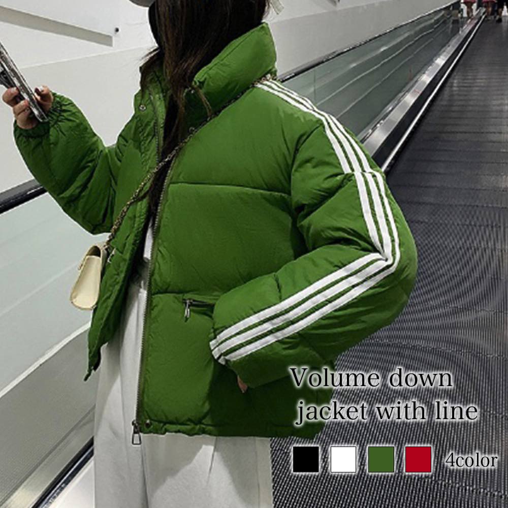 ダウンジャケット レディース ライン入りボリュームダウンジャケット フード 40代 ショートコート ダウン 春 コート 大きいサイズ 冬 ブランド ジャンパー おしゃれ 軽い 高級 ハーフ きれいめ