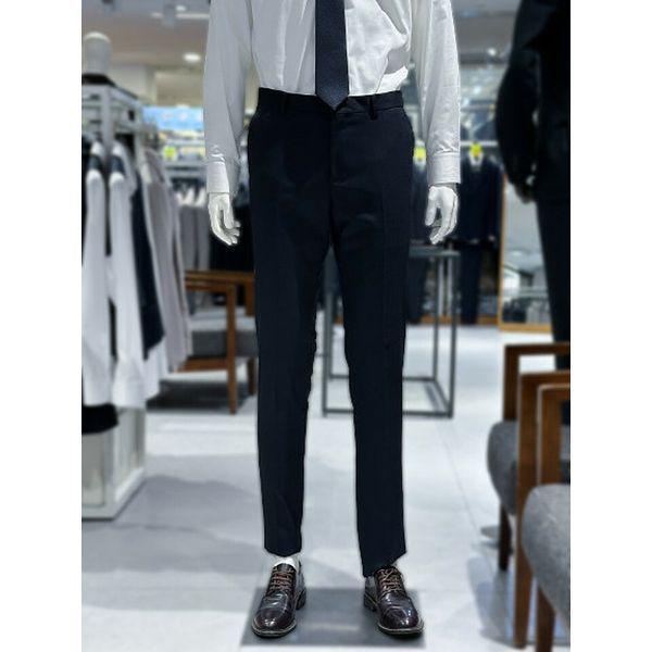 MARIO ダークネイビー ウールスパン ベーシックフィット メンズ ビジネスカジュアル スーツパンツ FI8823013066_P406980322