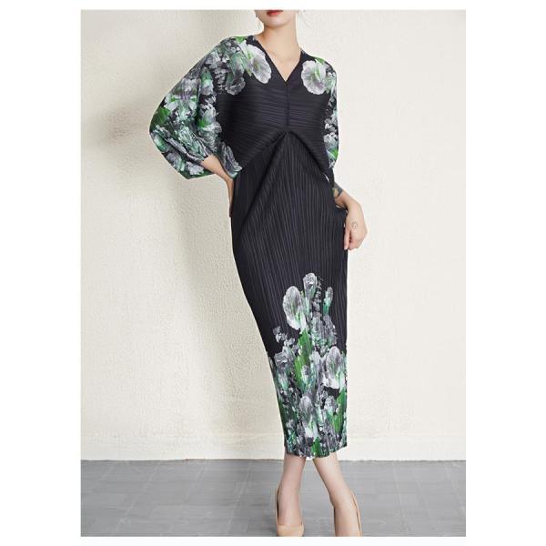 ワンピース プリーツワンピース レディース エレガントワンピース ゴージャス長袖 ロング丈膝下 30代 40代 50代 7,971円