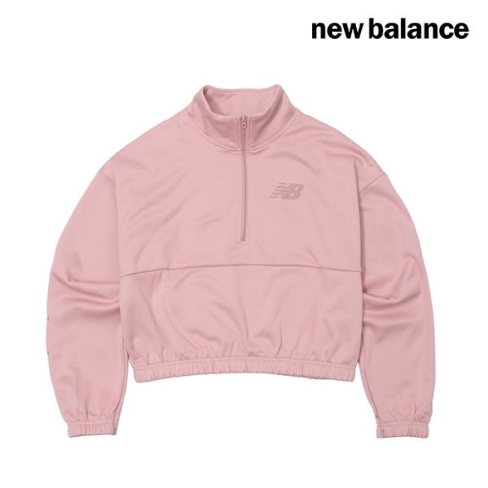 [ニューバランスシューズ] ニューバランスレディースフリースハーフジップアップ Tシャツ (WT33187-POO)