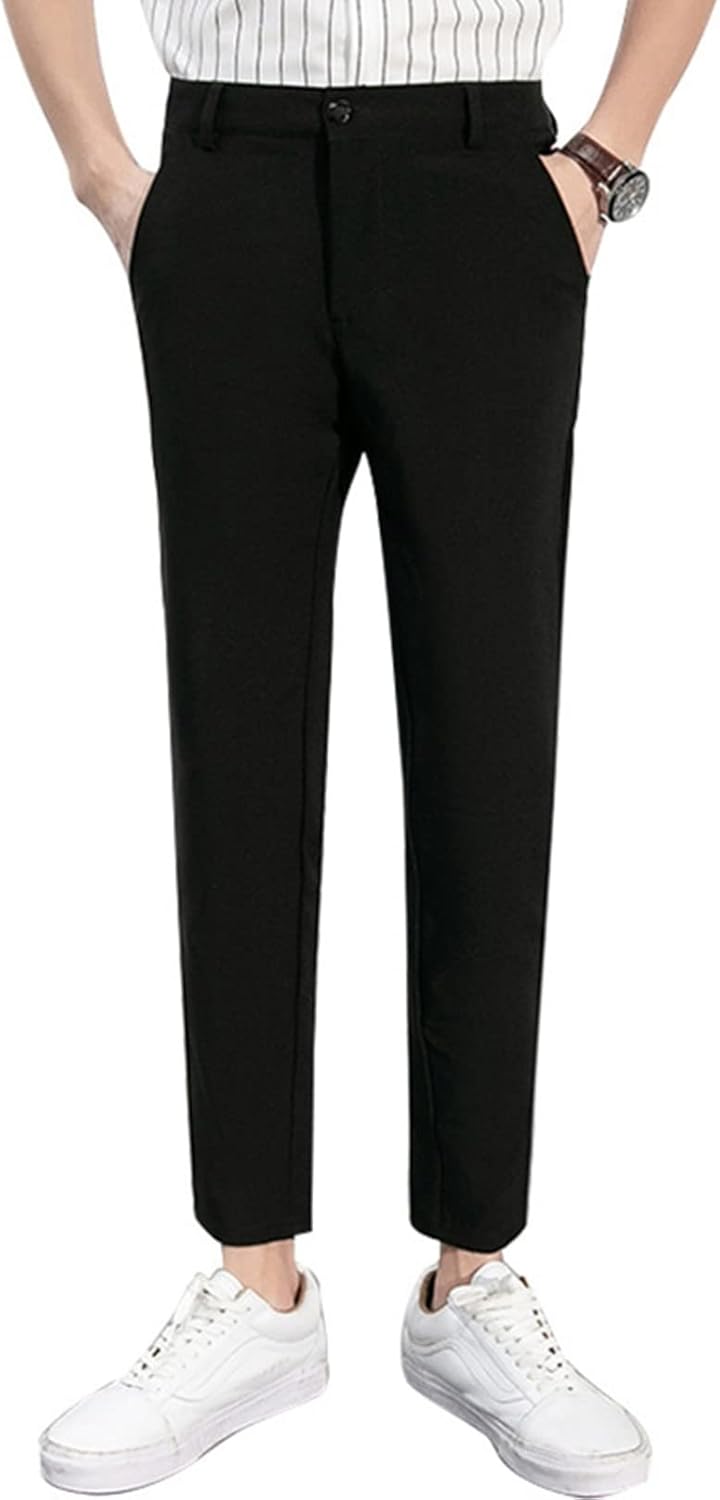 ストレッチ スラックス スーツパンツ ビジネススラックス ロングパンツ 9分丈 無地 紳士 長ズボン 細身 スリム チノパン 細身 スキニーパンツ 春 夏 秋 男性用 大きいサイズ ワーク 父の日 旦