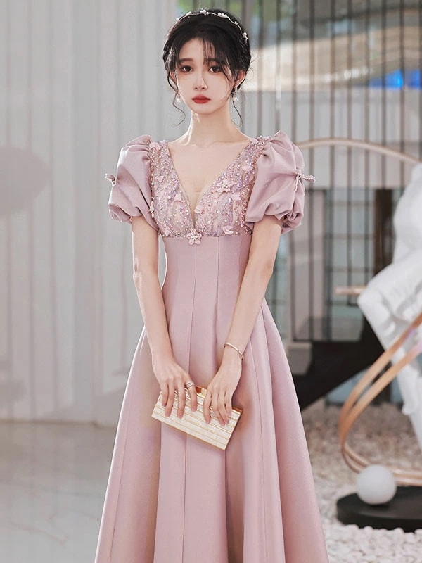 ウエディングドレス カラードレス ロングドレス 演奏会 発表会ドレス イブニングドレス パーティードレス コンサート ウェディングドレス 結婚式 二次会ドレス 花嫁 ピンク 半袖 司会 編み上げ 披露