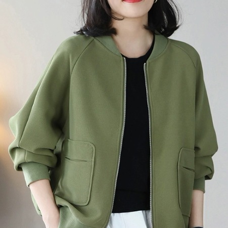 アウター ジャケット 上着 長袖 襟なし ラウンドネック 前開き ファスナー ポケット かわいい 大人可愛い きれいめ シンプル カジュアル 大人 上品 おしゃれ かっこいい 大人女子 こなれ感