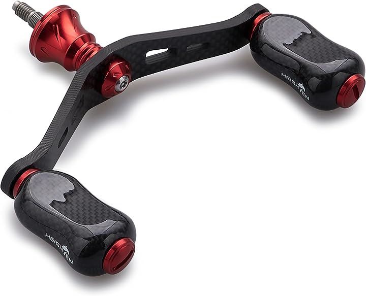 90mm リール ハンドル 21mm カーボン ノブ 搭載 シマノ ダイワ 通用 1.5K カーボン製 スピニングリール用 Gourd Series 749( レッド)