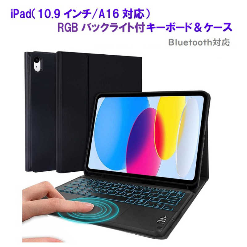 ROYALMONSTER　iPad(10.9インチ/A16対応)キーボード＆ケース BK　RM-2221-109BK