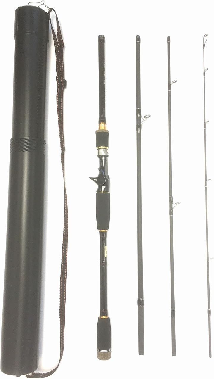 8ft パックロッド シーバス 4本継ぎ ルアー ミディアム ベイト 2.4m 2.1m ロックフィッシュ (8ftベイト4ピース(M)＆ハードロッドケース, 8ft(2.4m))