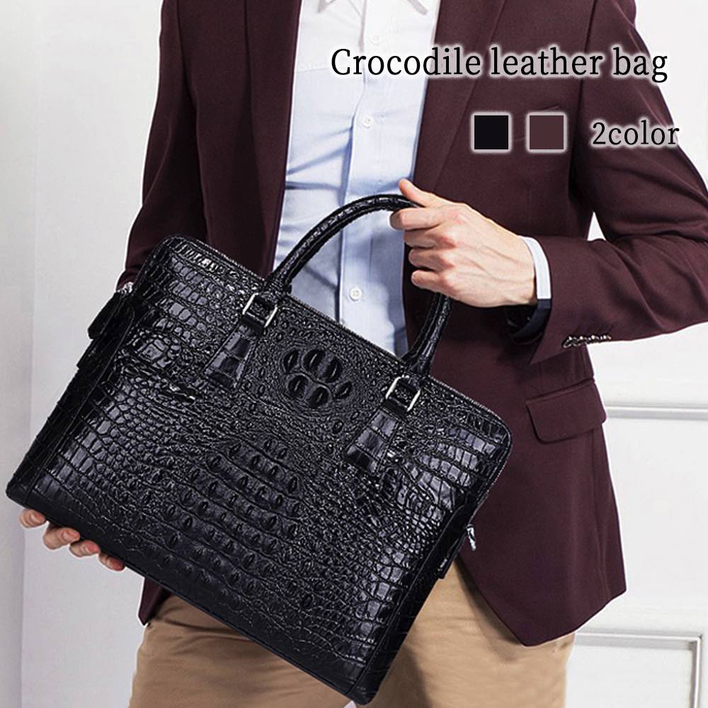 ビジネスバッグ メンズ クロコダイルレザーバッグ 15インチ ショルダーバッグ ビジネス パソコン 本革 50代 レザー A4 ノートPC 30代 40代 軽量 3WAY ブリーフケース 革 通学 冬