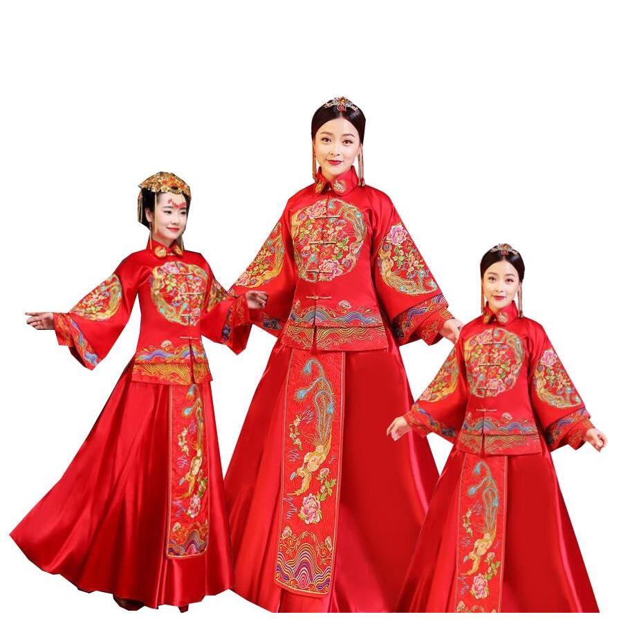 豪華中華服　上下二点セット　赤　刺しゅう　中国古典風ウエディングドレス　チャイナ服　華流コスプレ舞台ステージ衣装　女性　イベントチャイナ風仮装　オリジ30%までに制限