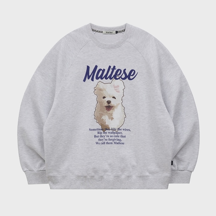 Maltese GOOREUM MTM ラグランスウェットシャツ MELANGE WHITE