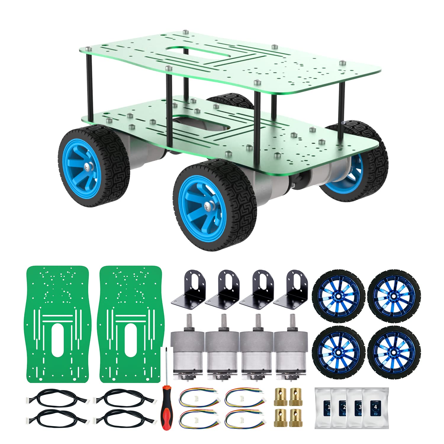 Yahboom DIYロボットRCシャーシ フレーム 全金属スマート車サスペンションシャシーセット 520DCモーターレーシングタイヤ学校教育科学趣味発展電子プロジェクトセット (No Suspens