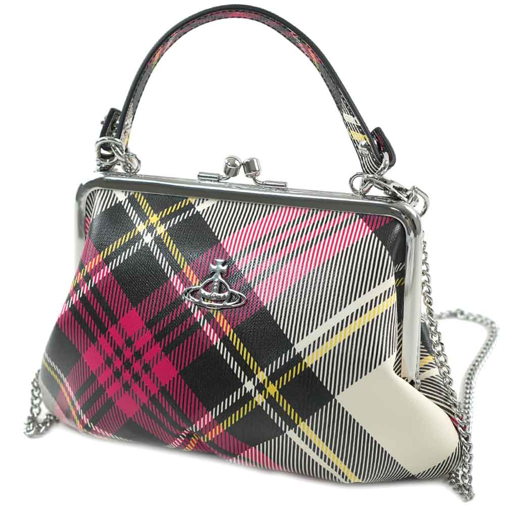ヴィヴィアンウエストウッド ショルダーバッグ がま口 ハンドバッグ チェーン Vivienne Westwood BIOGREEN SAFFIANO PRINTED 3 NEW EXHIBITION 18,600円