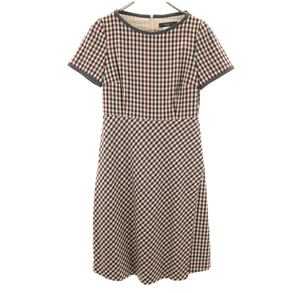MAX MARA Weekend マックスマーラウィークエンド ウールブレンド チェック柄 半袖 ワンピース 38 グレー系 レディース 古着