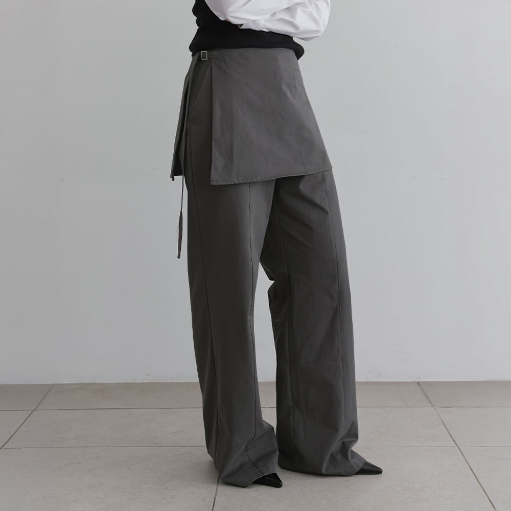 マレーンコットンラップスカートセットバンディングワイドパンツ