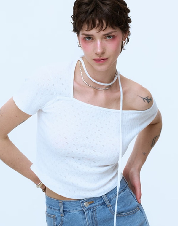 インスタントファンク 韓国 オフショル Qoo10 インスタントファンク OFF-SHOULDER 無地 ポケット