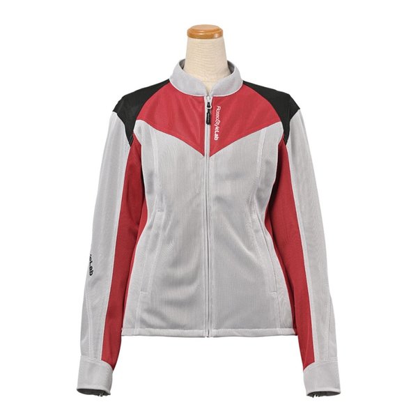 春夏 ROJ-114 ライダースメッシュジャケット レディース ライトグレー/レッド M+ ROJ-114/LIGHT GRAY/RED/M