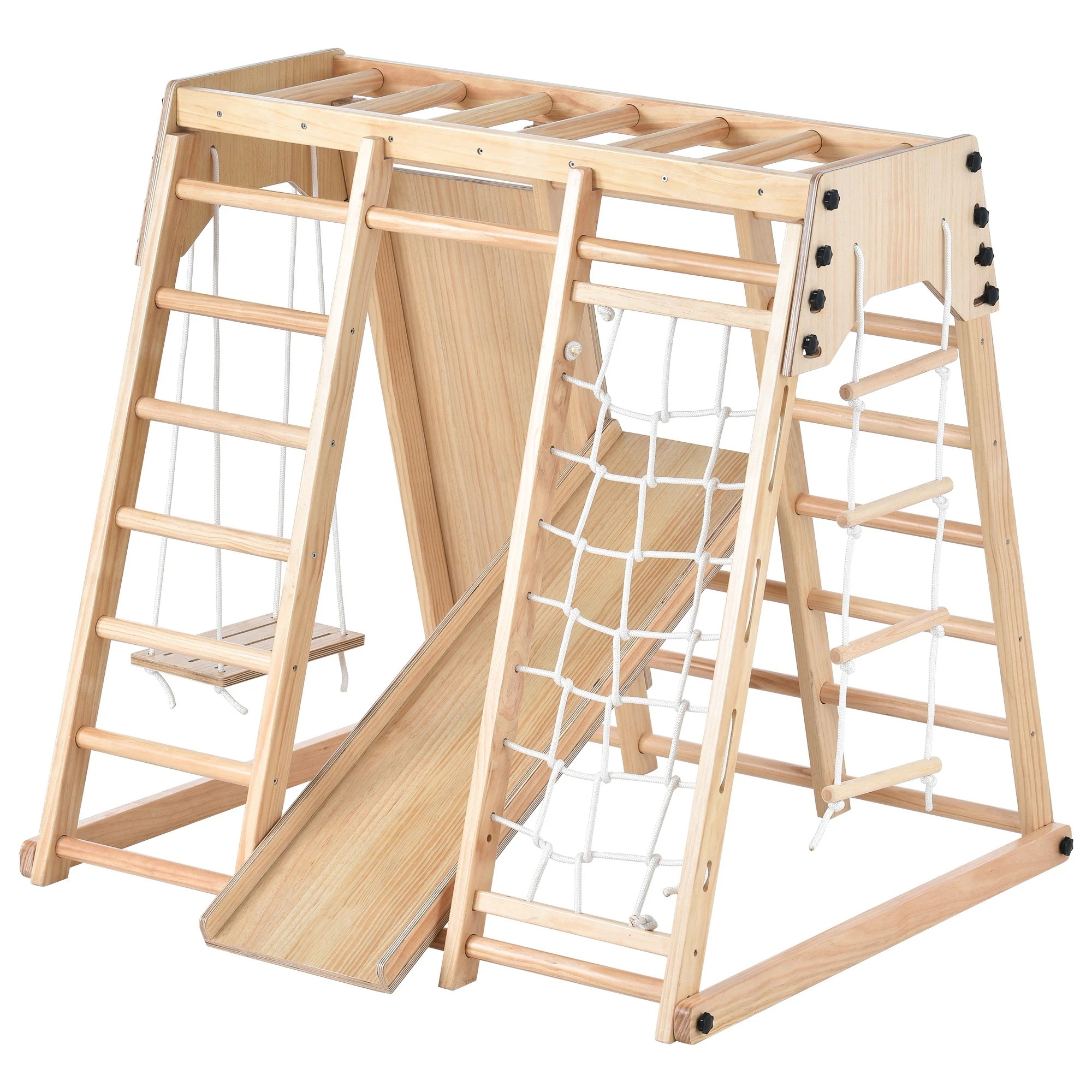 ジャングルジム 天然木 すべり台 滑り台 屋内 室内用 室内遊具 キッズ 子供 誕生日プレゼント おもちゃGG2850 Natural Solid WoodG60