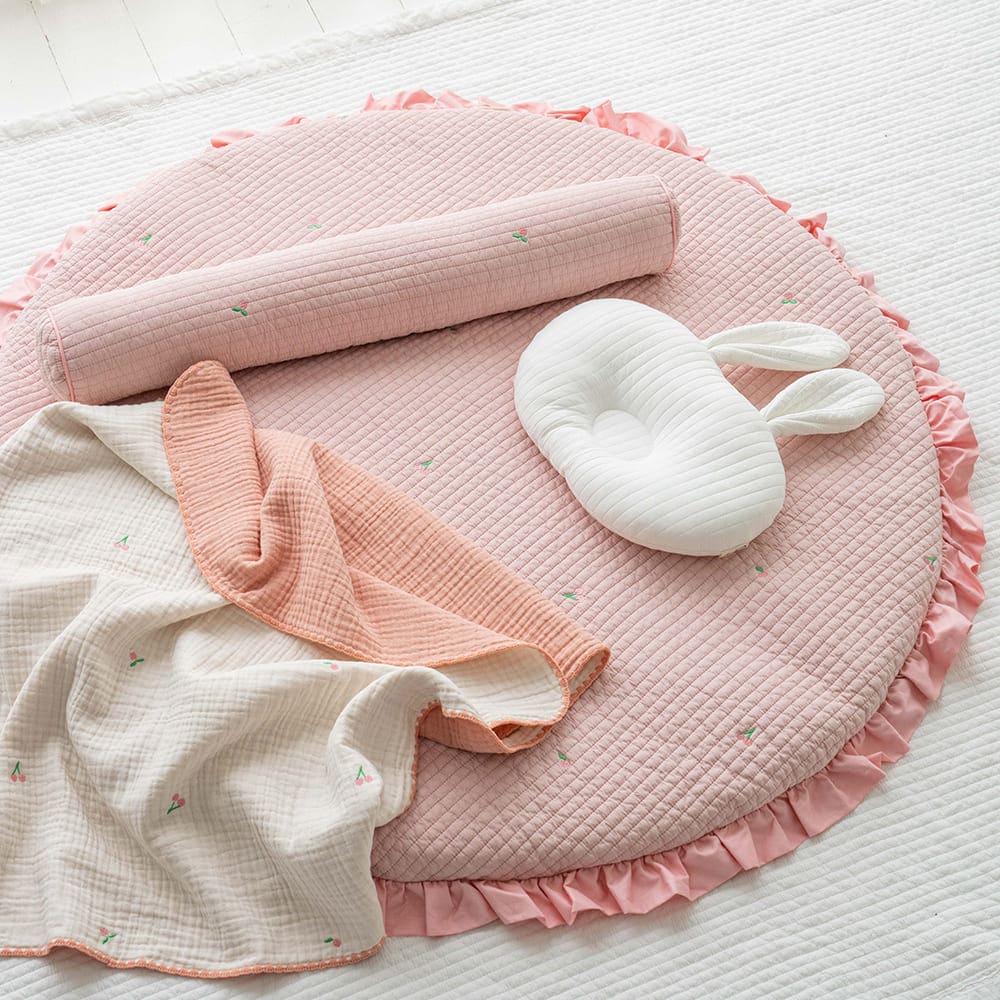 イブル ラウンドマット フリル 円形ラグ イブルマット ベビー キルティング お昼寝布団 出産祝い110cm 130cm 韓国
