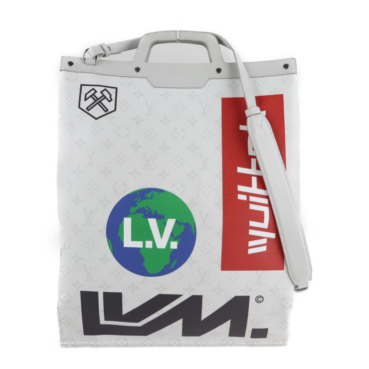 LOUIS VUITTON ルイ ヴィトン トートバッグ M44627 フラット ヴェルティカル トート モノグラムホワイト PVC レザー ブロン ホワイト系 マルチカラー 【本物保証】