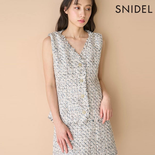 【SALE40%OFF】【即納】スナイデル SNIDEL アウター サマーツイードジレ ミドル丈 ノースリーブ ベスト swfv252038