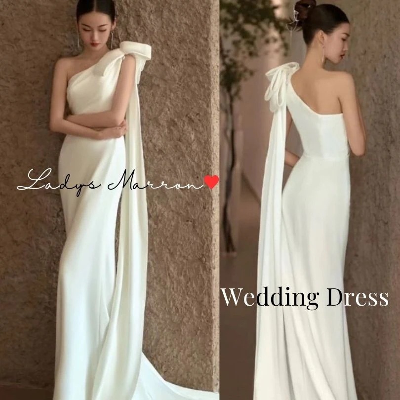 【急速出荷 2025年新作】ウェディングドレス 前撮り ドレス 前撮り用 前撮りドレス ワンショルダー オフショル 花嫁 かわいい 花嫁二次会ドレス 二次会 フォトウェディング セルフ 韓国 春 夏