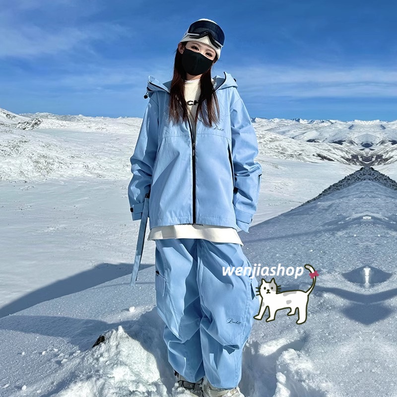 スノーボードウェア 2024 2025 上下セット メンズ レディース ジャケット アウター パンツ ズボン ブルー 3Lセットアップ 韓国風 防水 スノボー スノー スキーウェア スノボウェア