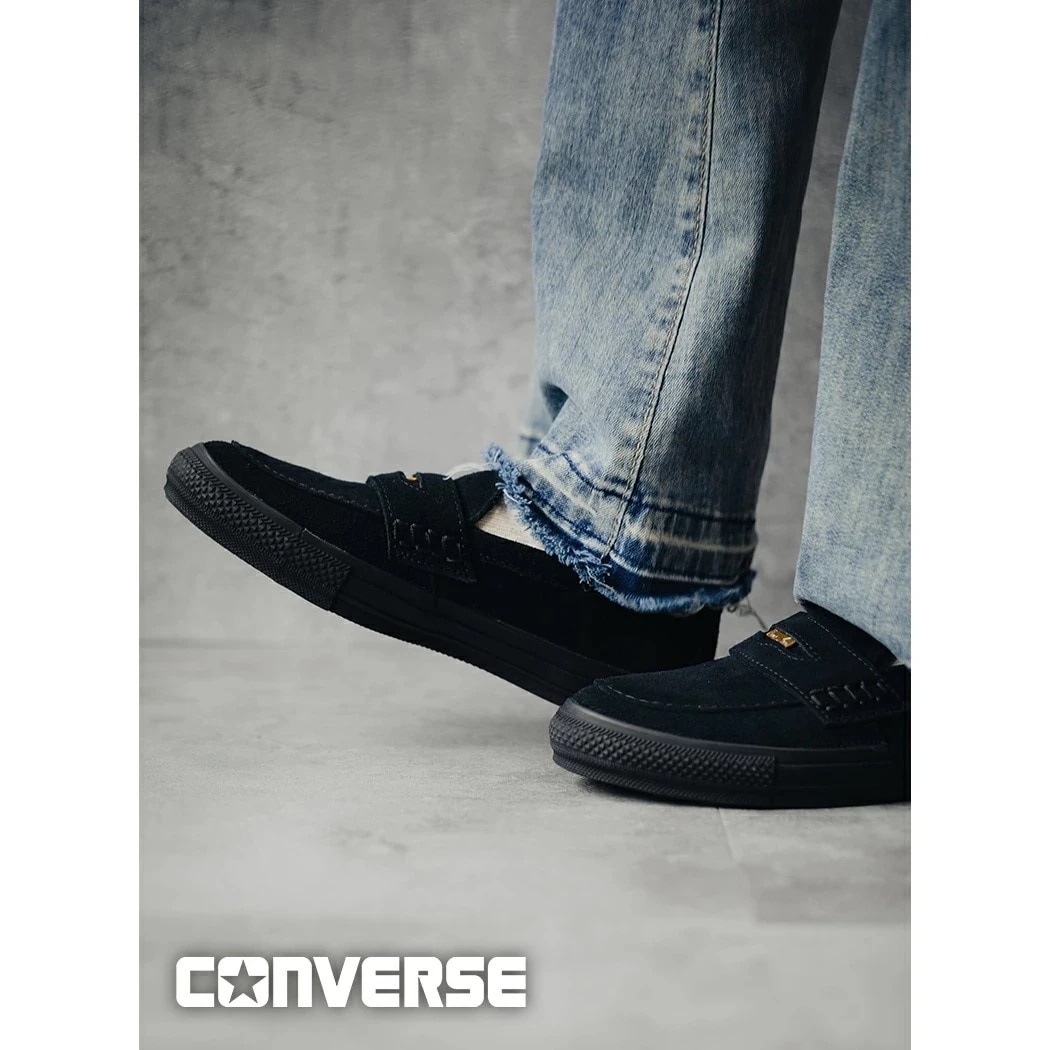 CONVERSE コンバース ローファー スニーカー ALL STAR オールスター コイン COINLOAFER SU BLACK ( レザー メンズ 黒 ブラック スエード 31316671 )