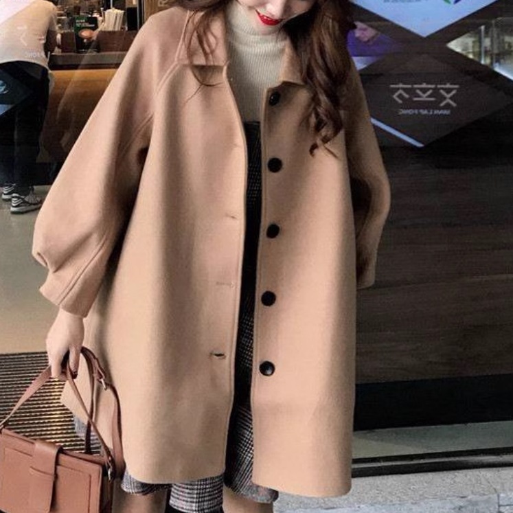 レディース ジャケット コート アウター 上着 ウール 羽織 前開き ウールロングコート ミディアム 長袖 襟付き ワイド ポケット ボタン かわいい 大人可愛い きれいめ シンプル カジュアル