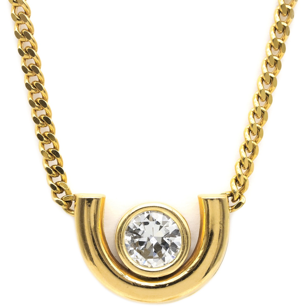 ネックレス ダイヤペンダント K18YG ダイヤモンド イエローゴールド 750 18K 【中古】