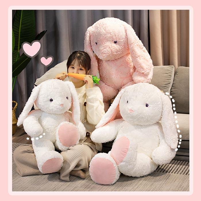 うさぎ　ぬいぐるみ　ウサギ　ホワイト　ピンク　 抱き枕　添い寝　ふわふわ　インテリア 　かわいい　 癒し　誕生日ギフト