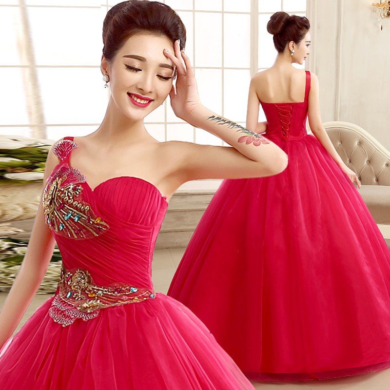 カラードレス ウェディングドレス ロングドレス 演奏会 コンサート 舞台衣装 大きいサイズ ワイン ローズ 5,848円